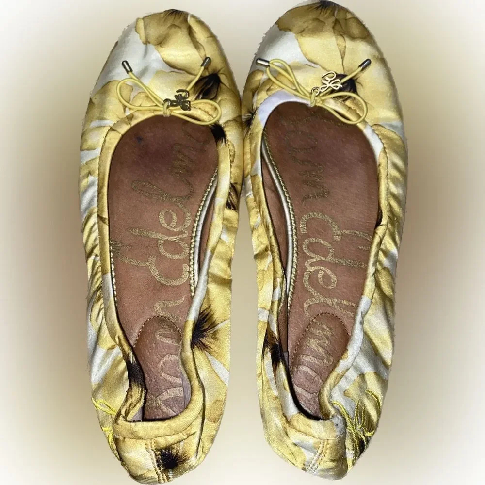 Sam Edelman Felicia Yellow Floral Flats Womens 8